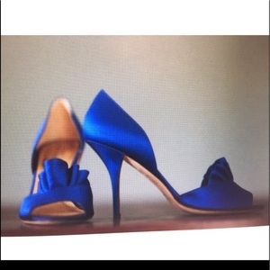 Late Spade Satin Blue heels